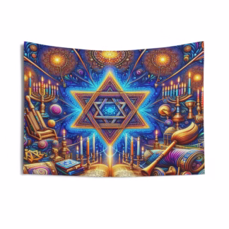 Judaica-prints-star-of-david-mosaic-Indoor- Wall- Tapestry