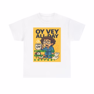 Oy Vey All Day – Funny Judaica T-Shirt | Judaica Gifts, Art & Jewish Humor-Unisex Heavy Cotton Tee